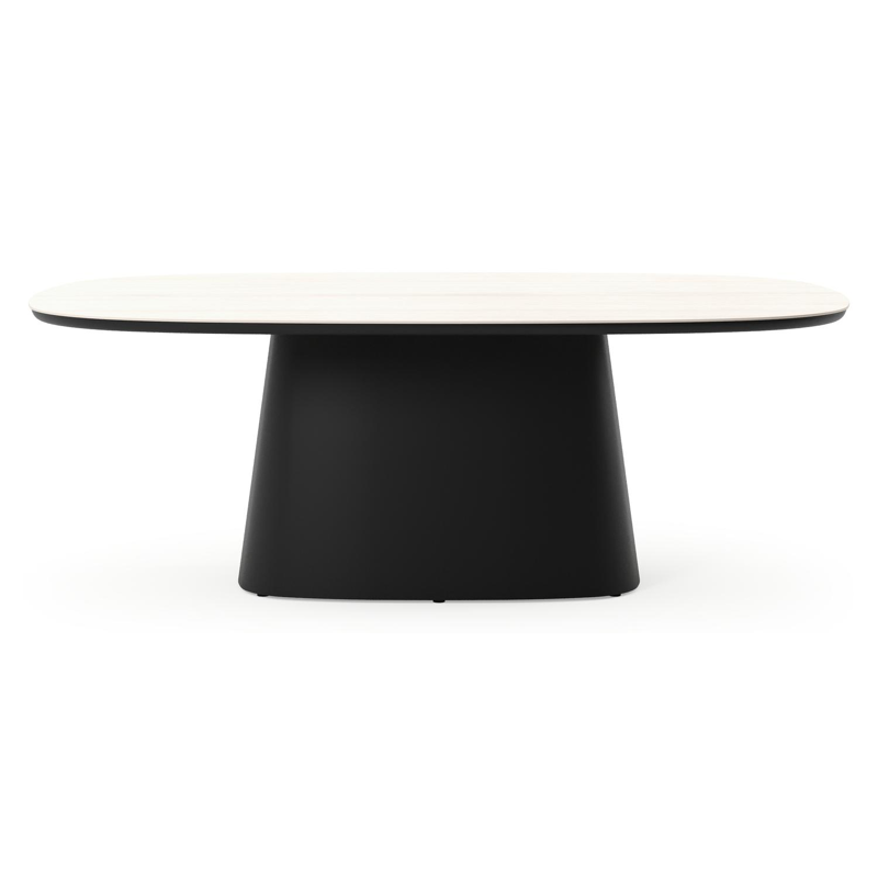 Amico tuintafel bombo xl in zwart aluminium en volkeramiek Travertino Bianco - L 210 x B 148 x H 73.5 cm