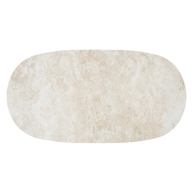 Table de basse Amico bombo en aluminium beige et céramique pleine Rapolano - Lg. 171 x Lrg. 89 x Haut. 24 cm