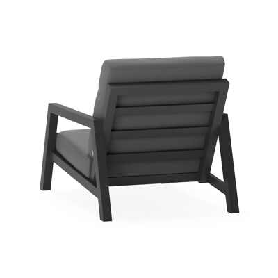 Zen'so loungezetel 1-zit in zwart aluminium met natte charcoal chine all weather sunbrella® luxe kussen