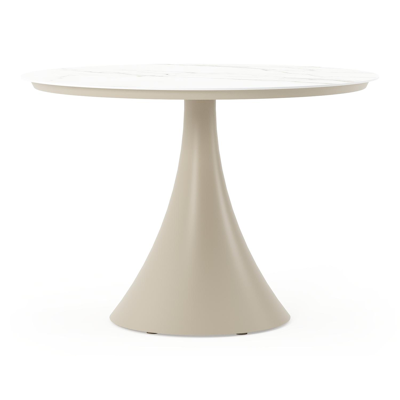 Fano tuintafel rond in beige aluminium en volkeramiek Calacatta - Dia. 110 x H 75 cm