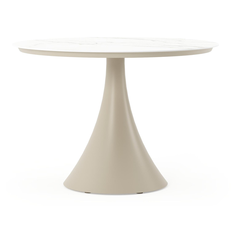 Fano tuintafel rond in beige aluminium en volkeramiek Calacatta - Dia. 110 x H 75 cm