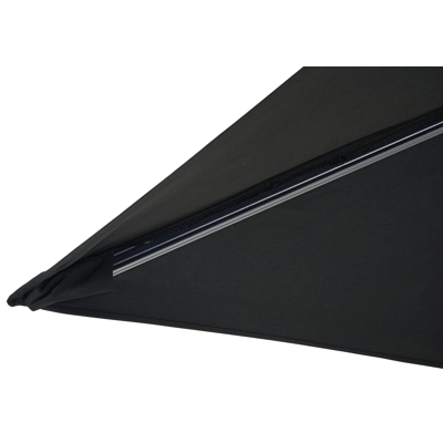 Avola zweefparasol met tiltfunctie in zwart aluminium met zwart all weather sunbrella® premium parasoldoek - L1: 300 x L2: 300 cm (met voet)