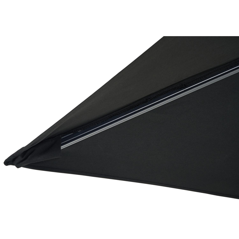 Avola zweefparasol met tiltfunctie in zwart aluminium met zwart all weather sunbrella® premium parasoldoek - L1: 300 x L2: 300 cm (met voet)