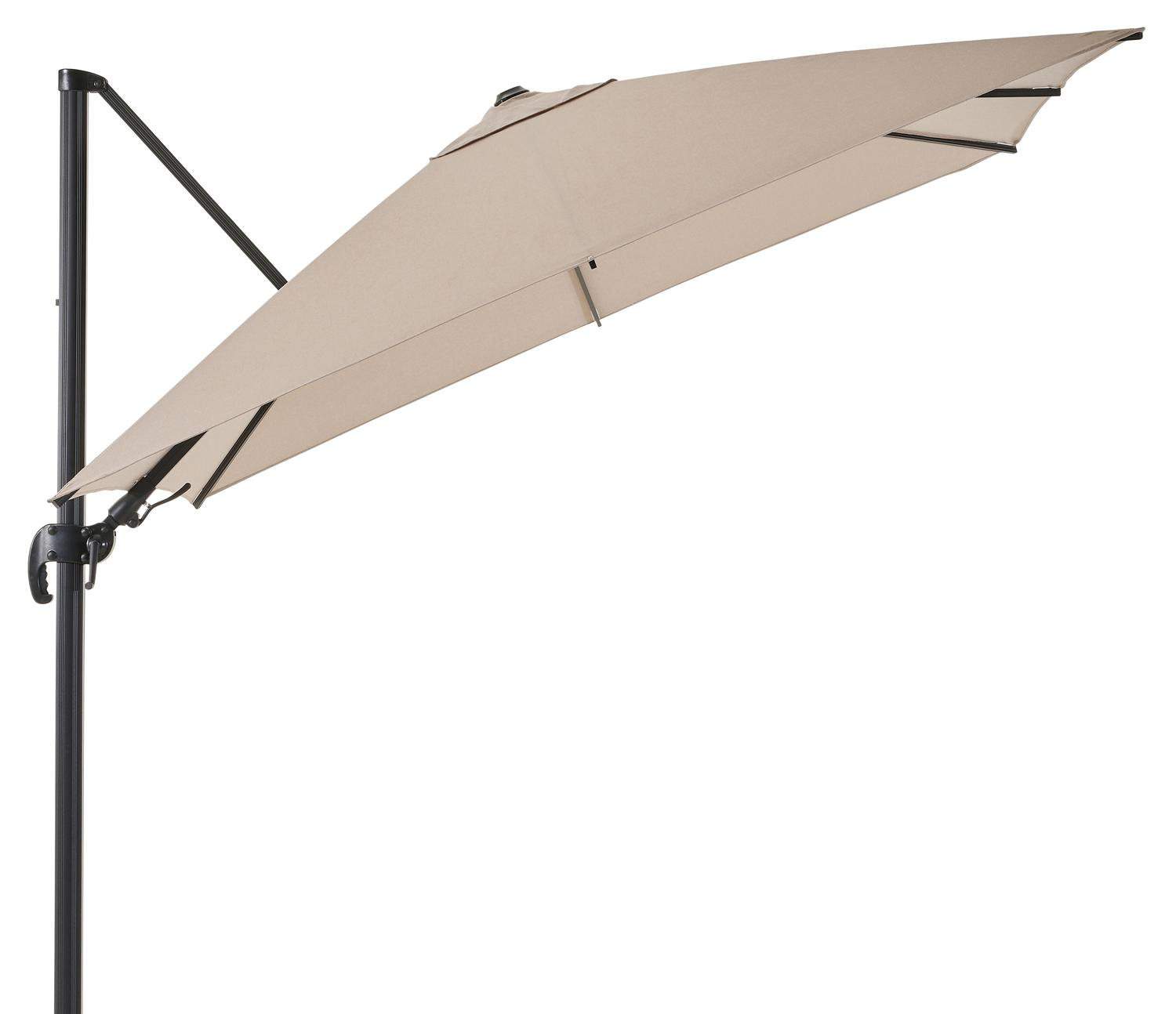 Parasol pedant Avola avec fonction tilt en aluminium noir avec toile de parasol en weather+ softtouch rustic - Lg.1 300 x Lg.2 300 cm (sans pied de parasol)