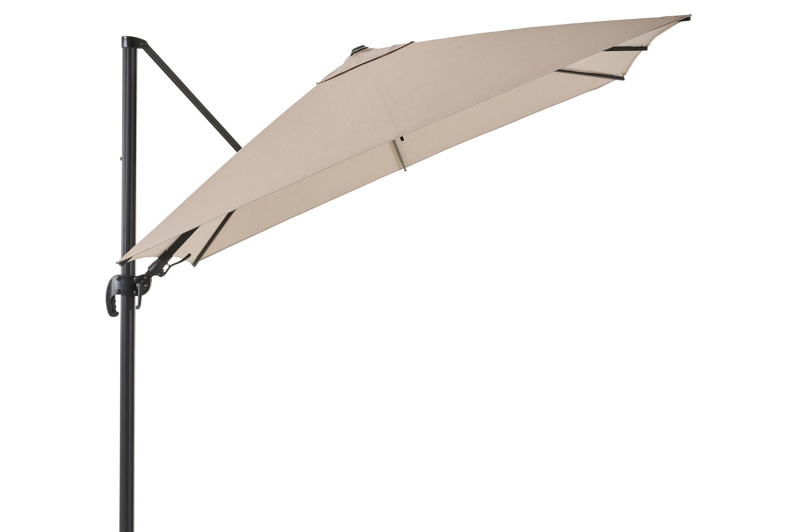 Avola zweefparasol met tiltfunctie in zwart aluminium met rustic weather+ softtouch parasoldoek - L1 300 x L2 300 cm (zonder voet)