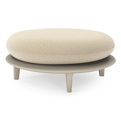 Bomero poef in beige aluminium met soul papyrus all weather solica kussen