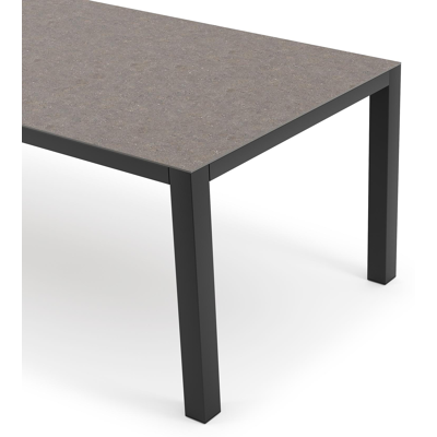 Como tuintafel rechthoekig in zwart aluminium en volkeramiek wulong - L 240 x B 100 x H 75 cm