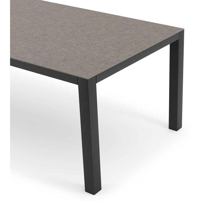 Como tuintafel rechthoekig in zwart aluminium en volkeramiek wulong - L 240 x B 100 x H 75 cm