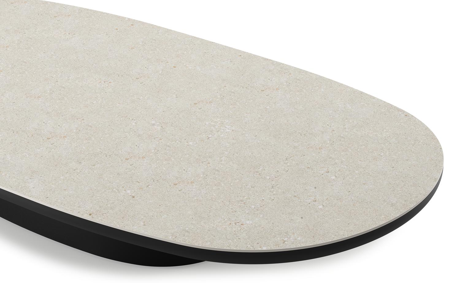 Amico loungetafel bombo in zwart aluminium en volkeramiek Shilin - L 171 x B 89 x H 24 cm