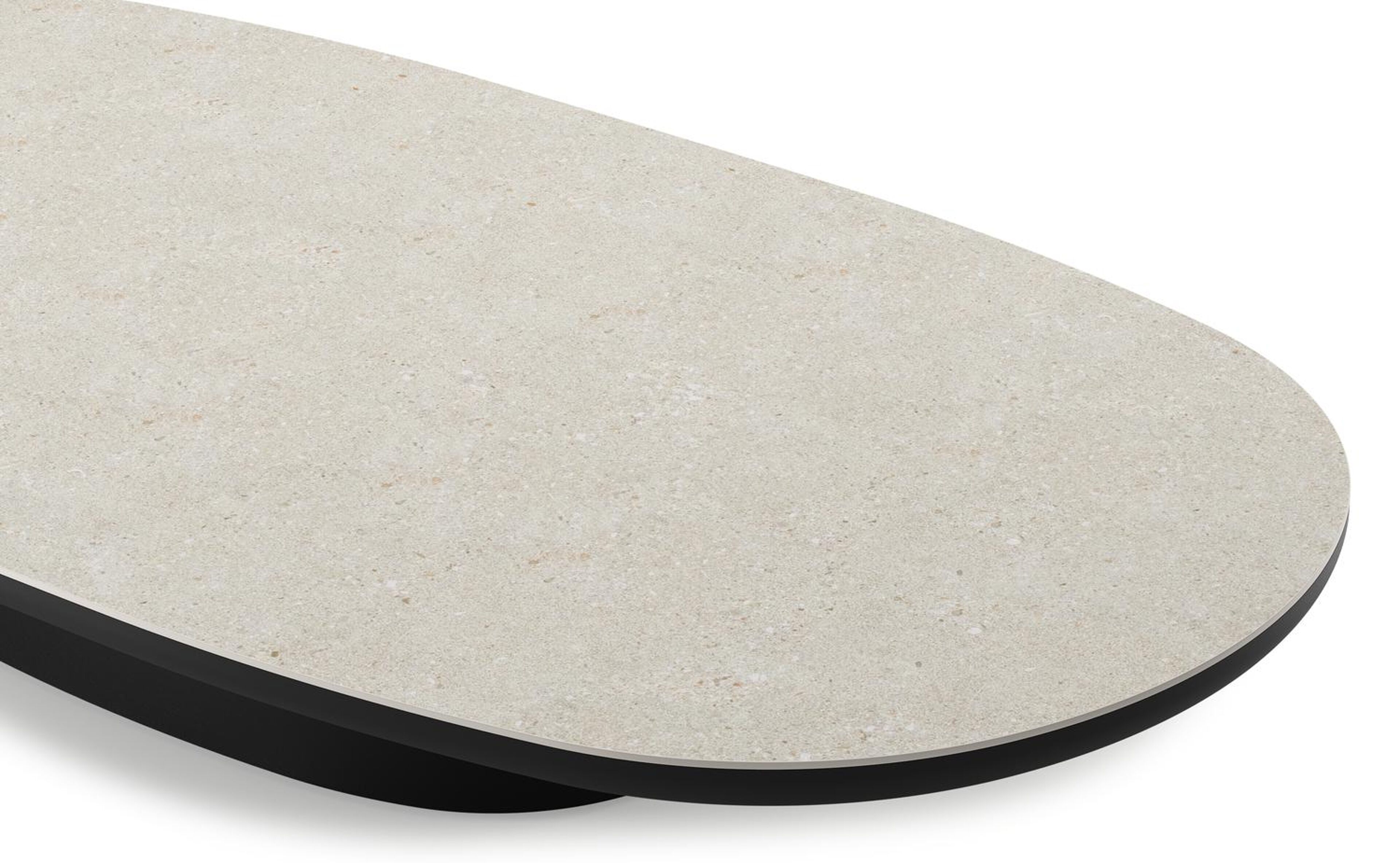 Table de basse Amico bombo en aluminium noir et céramique pleine Shilin - Lg. 171 x Lrg. 89 x Haut. 24 cm