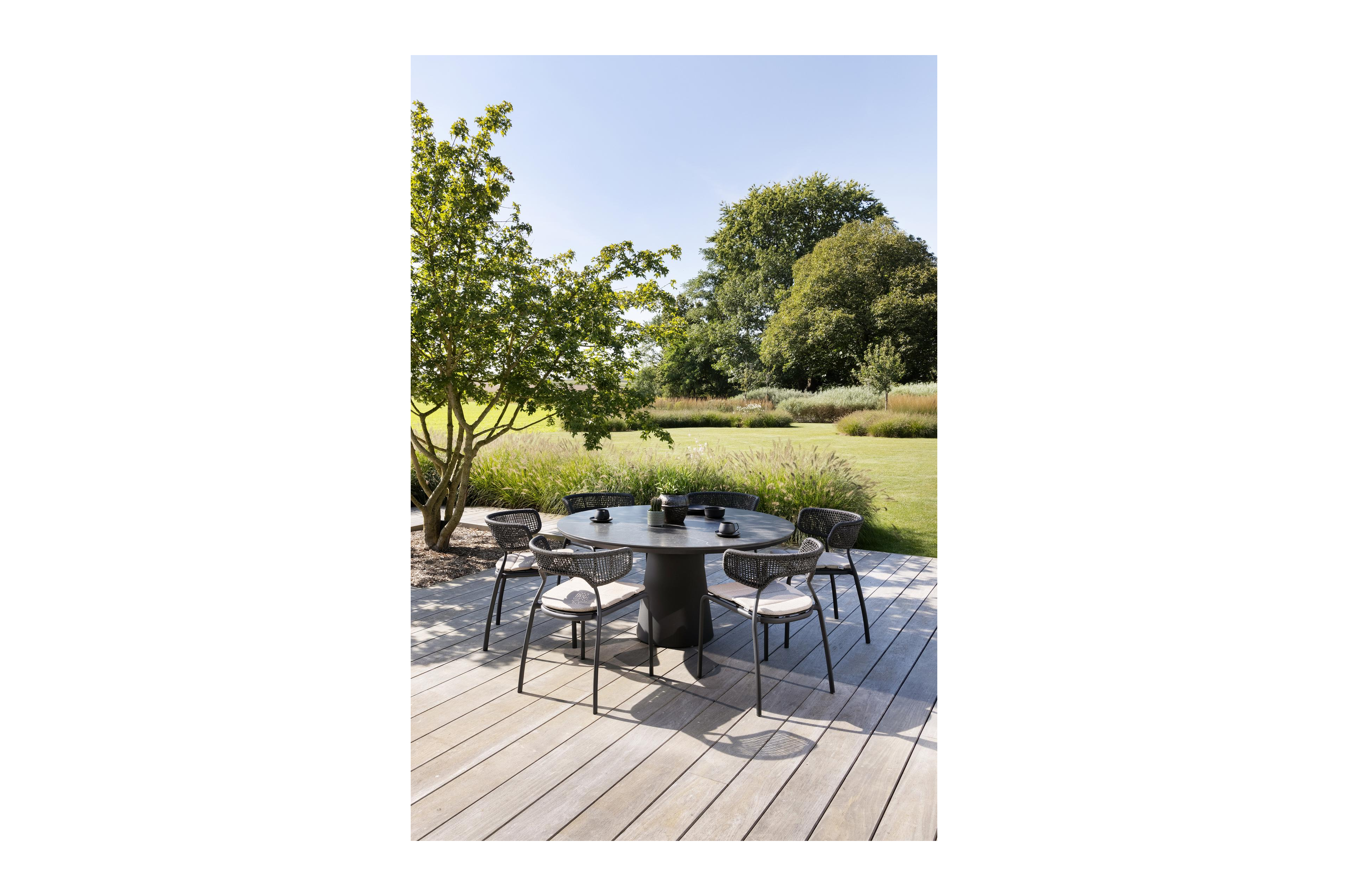 Table de jardin Donato en aluminium noir et céramique pleine black obsession - Dia. 148 x H 76 cm