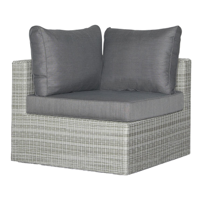 Amari hoekstuk in grijs wicker met polyester kussens