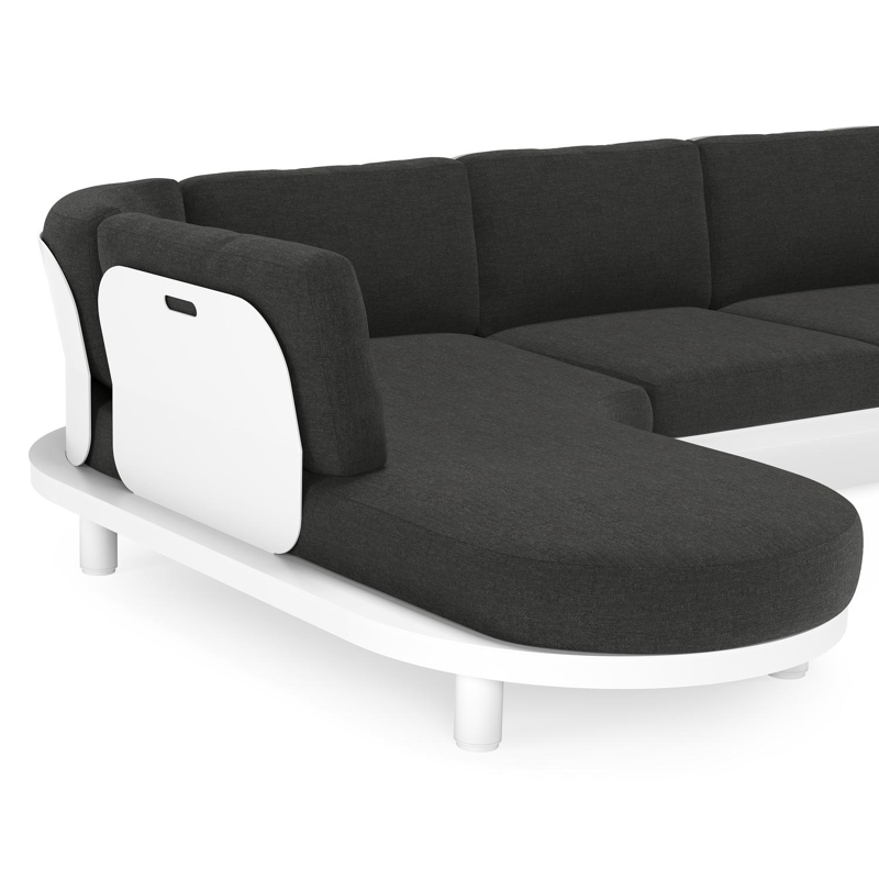 Salon de jardin d'angle Donato en aluminium blanc et coussins en all weather sunbrella® luxe Chartres Sooty