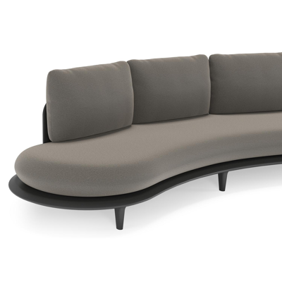 Canape de jardin Bomero en aluminium noir et coussins en all weather sunbrella® luxe natte dark taupe