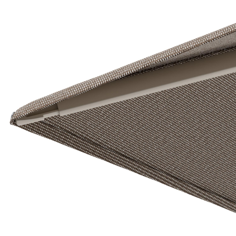 Parasol pendant Minore avec fonction tilt en aluminium beige et toile de parasol All Weather Solica Firenze Earth - Lg.1 280 Lg.2 370 cm avec pied de parasol Minore 260 kg avec roulettes