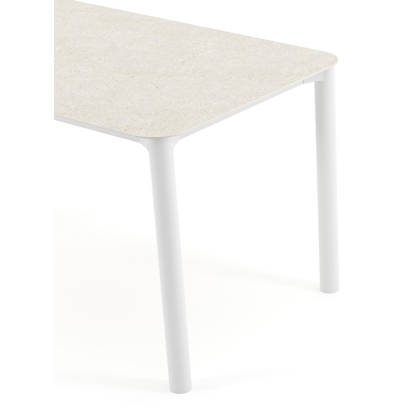 Orso tuintafel rechthoekig afgerond in wit aluminium en volkeramiek Shilin - L 140 x B 80 x H 74.5 cm