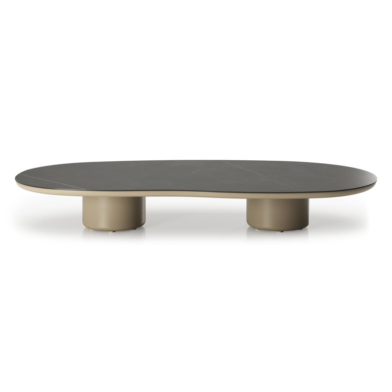 Amico loungetafel organisch in beige aluminium en volkeramiek Calatorao - L 170 x B 91 x H 25 cm