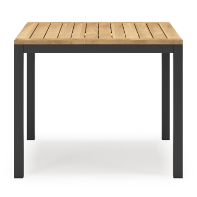 Feltro vierkante tuinset in zwart aluminium en teak natural finish met 4 Amalfi tuinstoelen