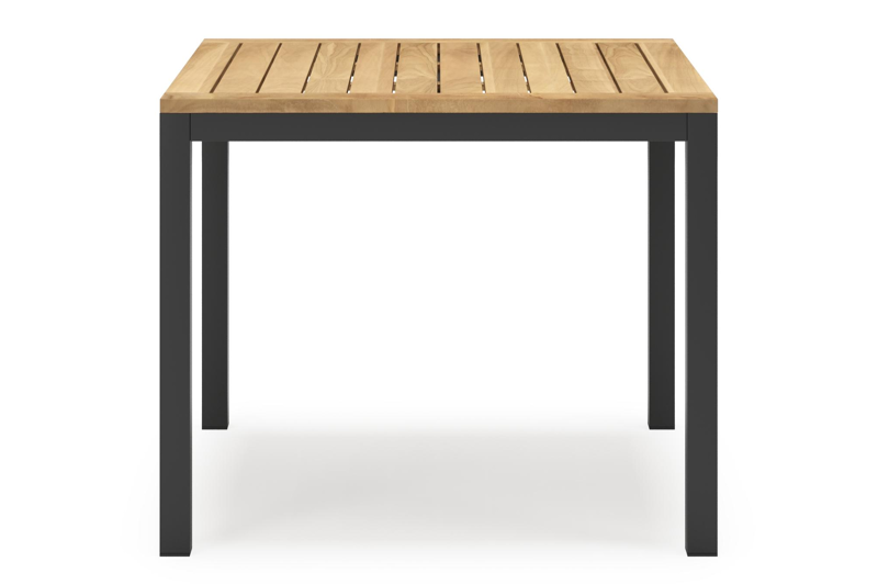 Feltro vierkante tuinset in zwart aluminium en teak natural finish met 4 Amalfi tuinstoelen