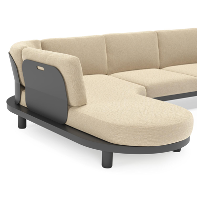 Donato loungehoek in zwart aluminium met all weather cosytica Althea Camel kussen