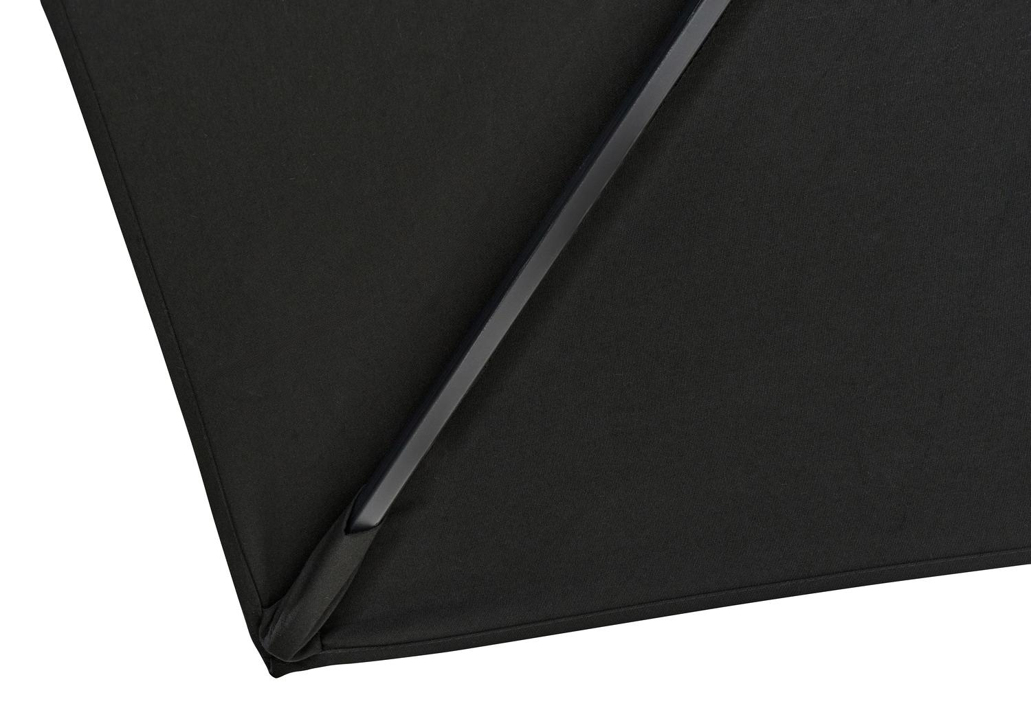 Minore zweefparasol met tiltfunctie in zwart aluminium met zwart sunbrella® premium parasoldoek - L1 350 x L2 350 cm (zonder voet)