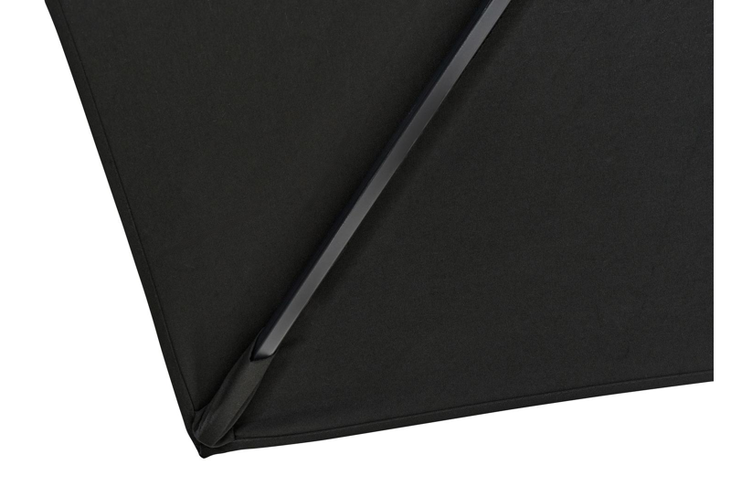 Rufina zweefparasol met tiltfunctie in zwart aluminium met zwart sunbrella® premium parasoldoek - L1 300 x L2 300 cm (zonder voet)