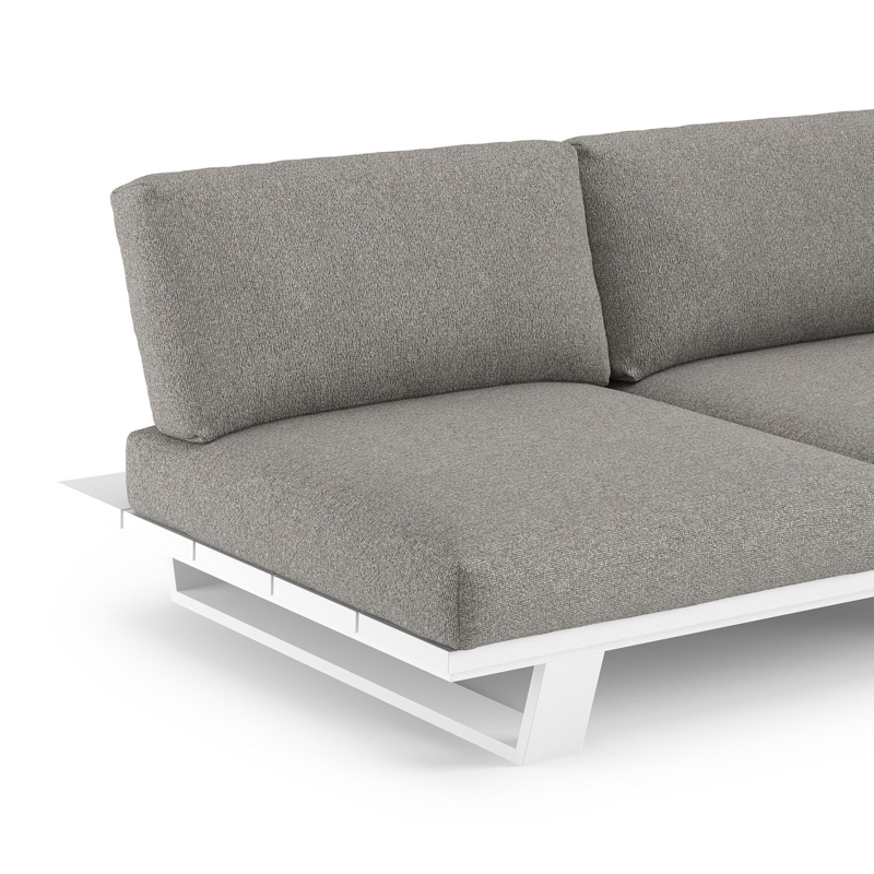 Pagino loungehoek in wit aluminium met tundra charcoal all weather sunbrella® luxe kussen