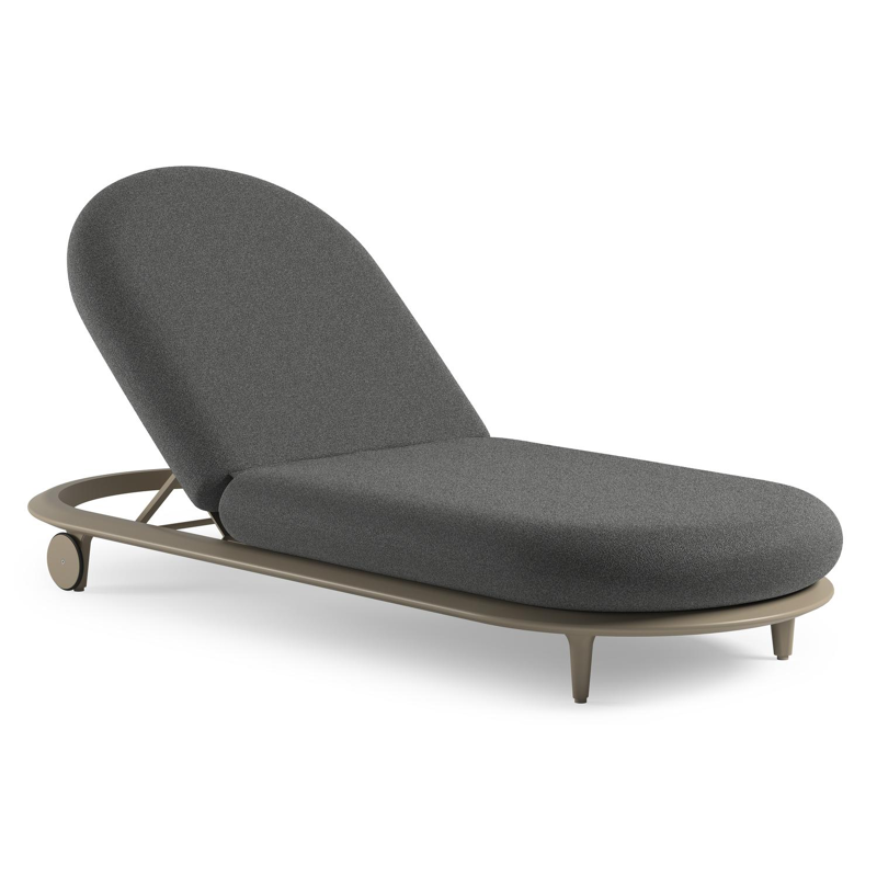 Chaise longue réglable Bomero en aluminium beige avec catania black all weather cosytica coussin