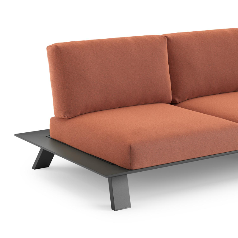 Cesano loungebank in zwart aluminium met heritage rust all weather Sunbrella® luxe kussen