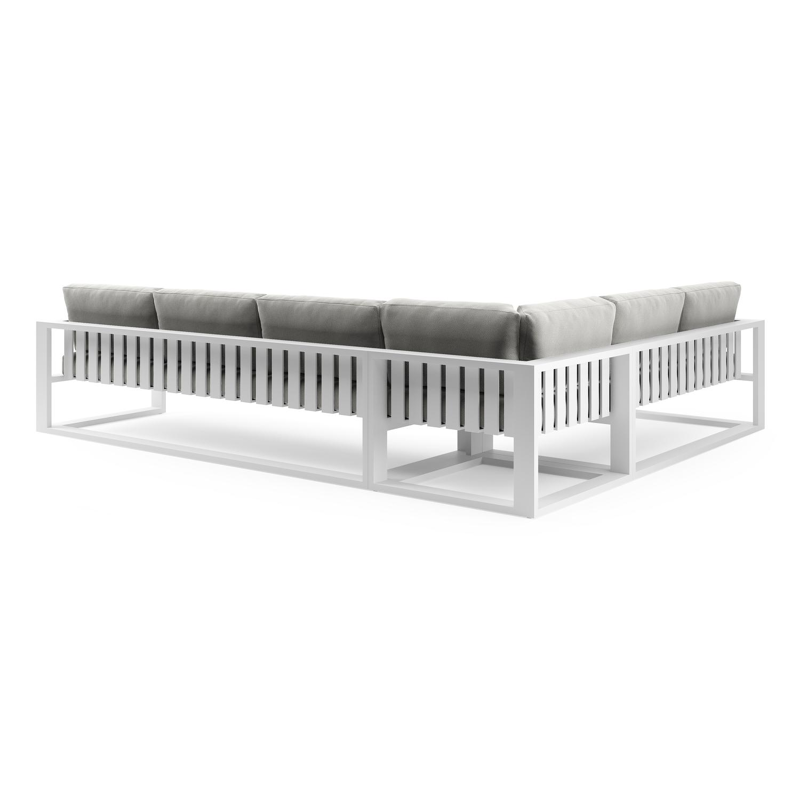 Verato loungehoek in wit aluminium met lopi ash all weather sunbrella® luxe kussen