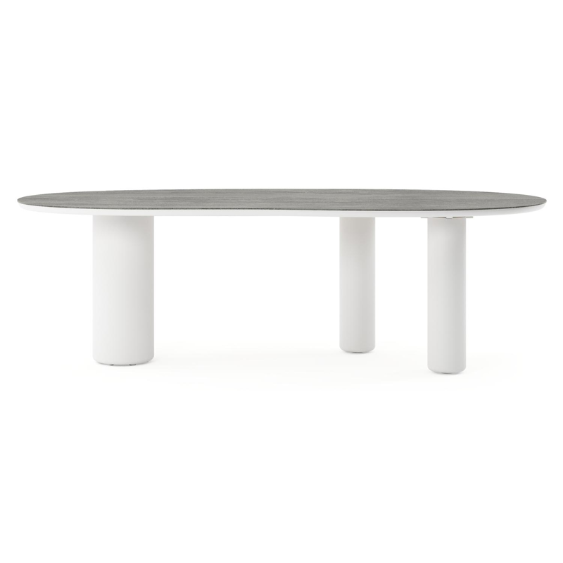 Amico tuintafel organisch in wit aluminium en volkeramiek Aspen Grey - L 240 x B 110 x H 73.5 cm