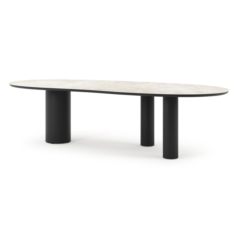 Table de jardin Organo organique en aluminium noir et céramique pleine Rapolano Lg. 280 x Lrg. 120 cm