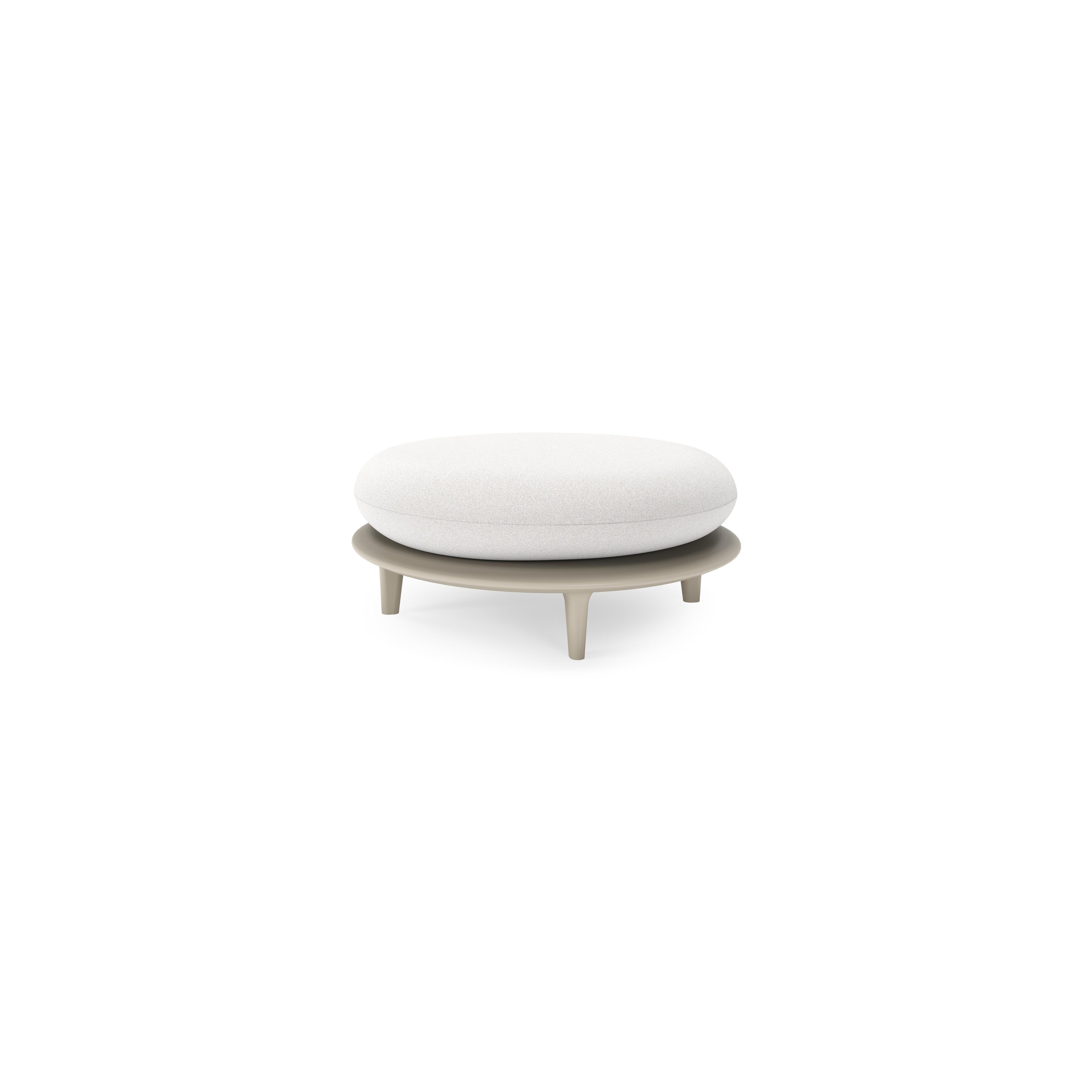Bomero poef in beige aluminium met soul optik all weather solica kussen