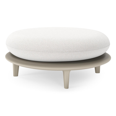 Pouf Bomero en aluminium beige et coussins en all weather solica soul optik