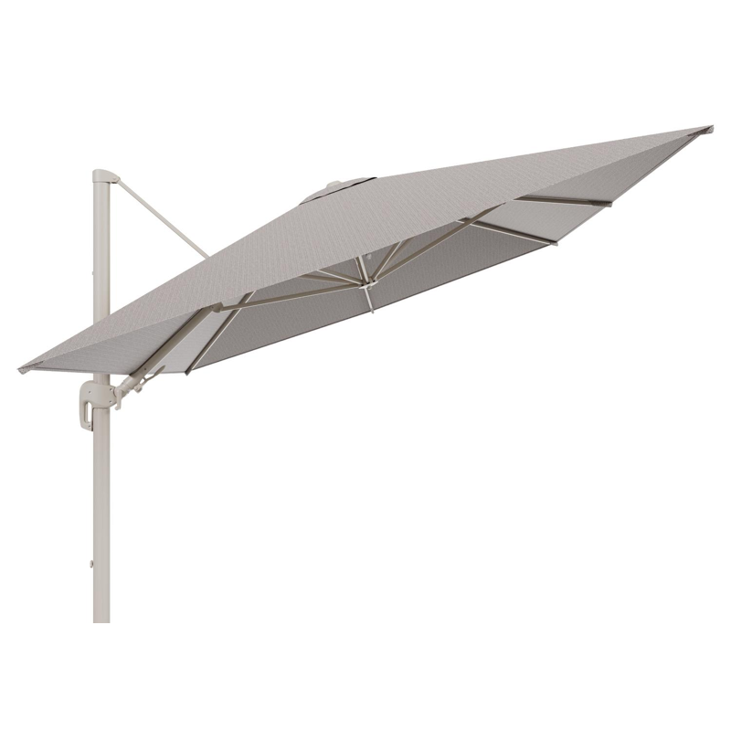 Parasol pendant Rufina avec fonction tilt en aluminium beige et toile de parasol en All Weather Sunbrella® Luxe Wander Granite  - Lg.1 400 x Lg.2 300 cm (sans pied de parasol