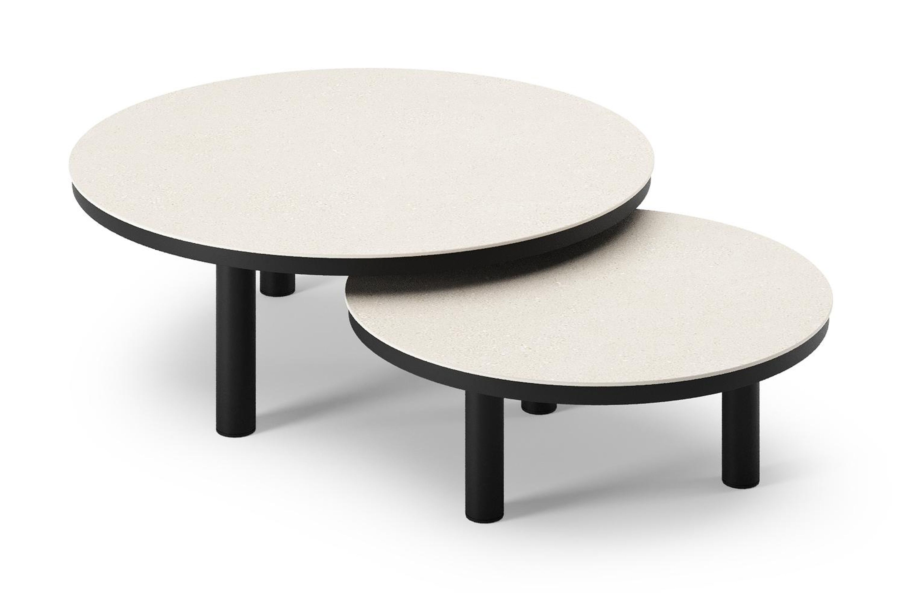 Lindo loungetafel in zwart aluminium en sintered stone crema minerale