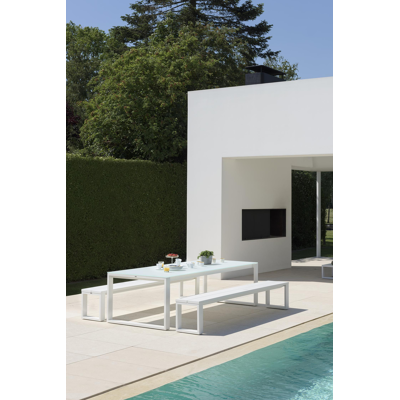 Verato bank in wit aluminium voor 4 tot 6 personen - B 280 x D 40,5 x H 45 cm