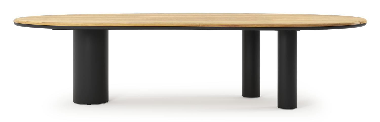 Organo tuintafel organisch in zwart aluminium en teak - L 320 x B 120 x H 74 cm