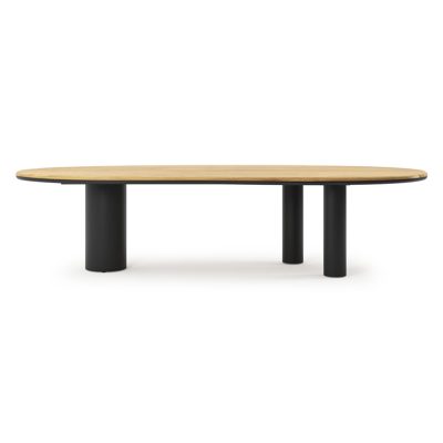 Organo tuintafel organisch in zwart aluminium en teak - L 320 x B 120 x H 74 cm