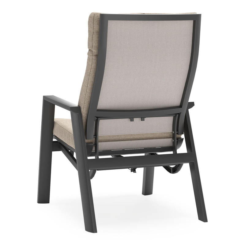 Prato loungestoel in zwart aluminium met rustic weather+ softtouch kussen