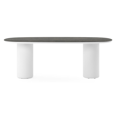 Amico tuintafel bombo in wit aluminium en volkeramiek Black Obsession - L 210 x B 110 x H 73.5 cm