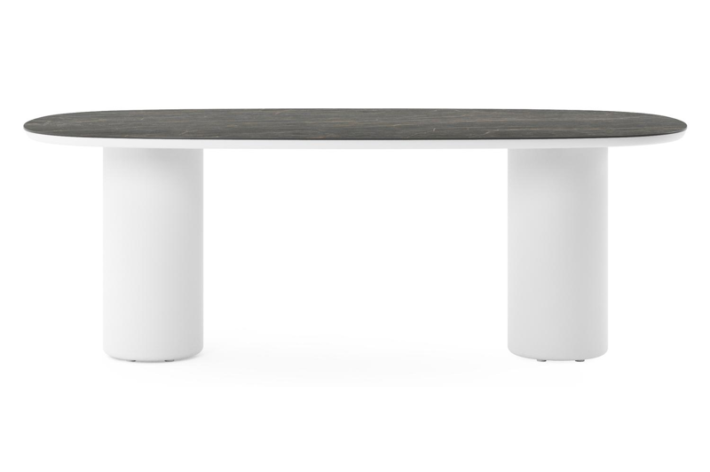 Amico tuintafel bombo in wit aluminium en volkeramiek Black Obsession - L 210 x B 110 x H 73.5 cm