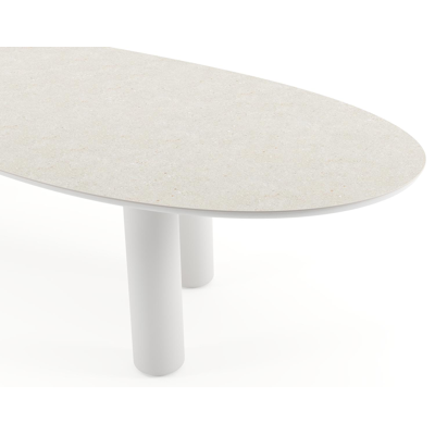 Amico tuintafel organisch in wit aluminium en volkeramiek Shilin - L 320 x B 120 x H 73.5 cm