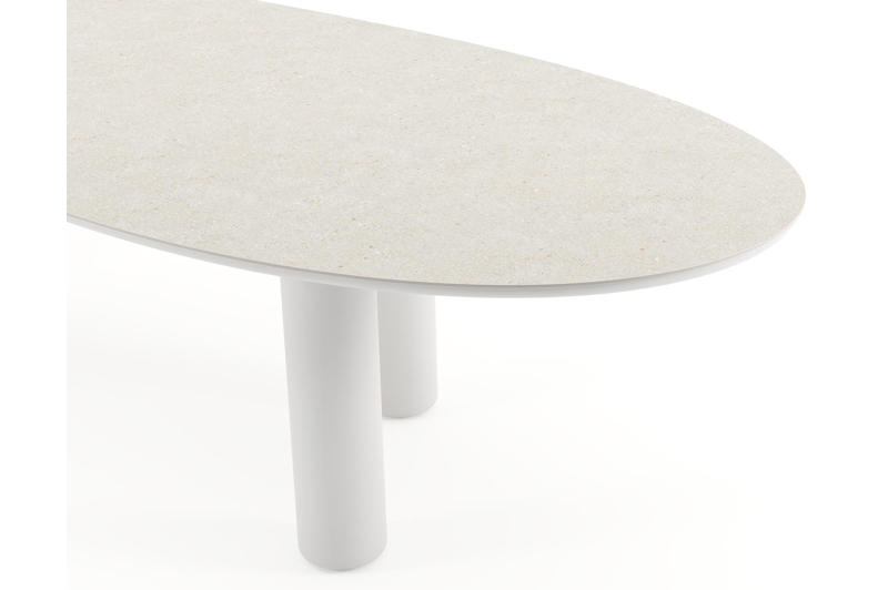 Amico tuintafel organisch in wit aluminium en volkeramiek Shilin - L 320 x B 120 x H 73.5 cm