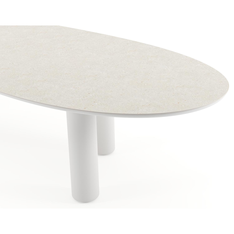 Amico tuintafel organisch in wit aluminium en volkeramiek Shilin - L 320 x B 120 x H 73.5 cm