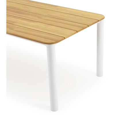 Orso tuintafel rechthoekig afgerond in wit aluminium en teak - L 240 x B 100 x H 73.5 cm