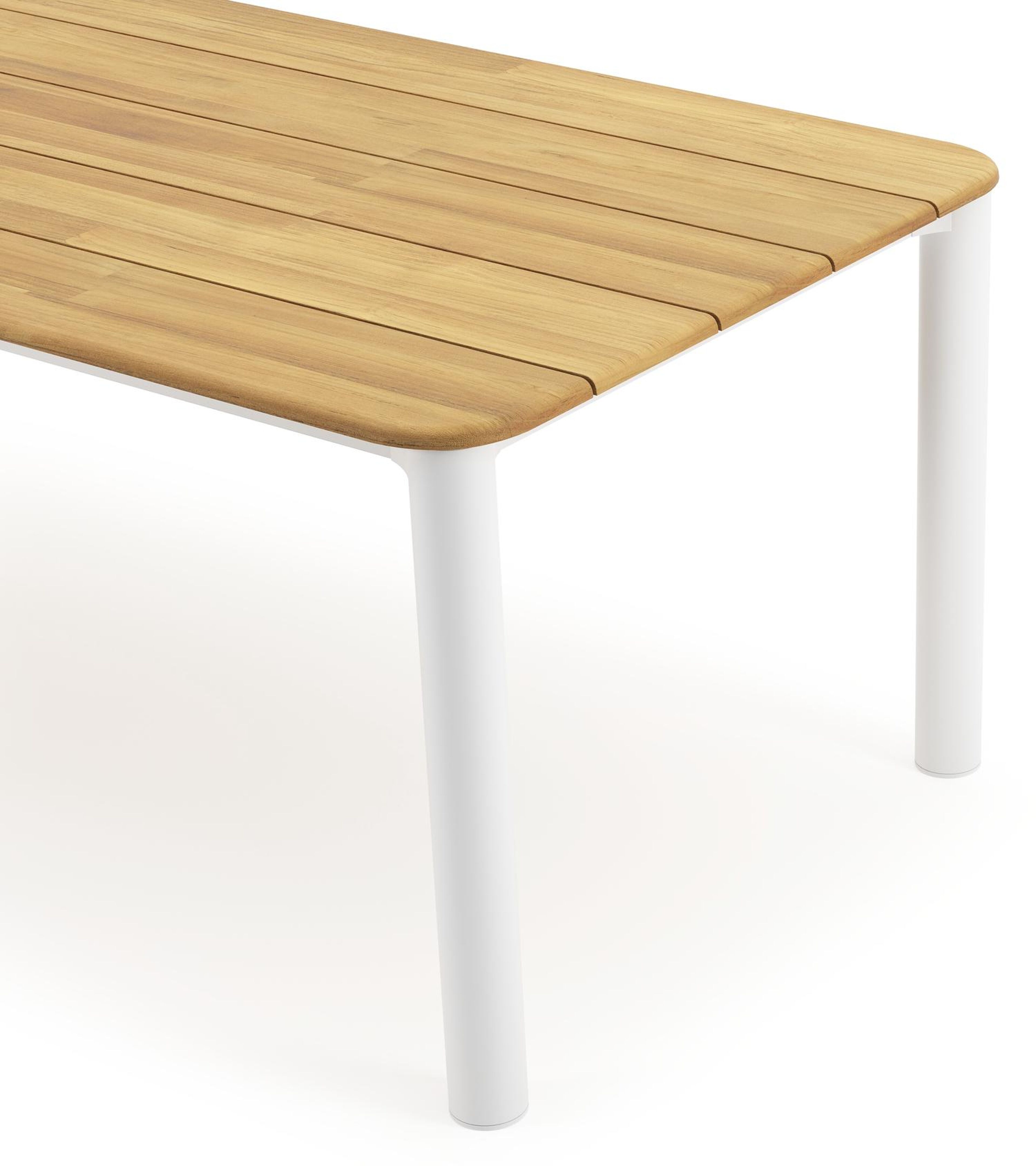 Orso tuintafel rechthoekig afgerond in wit aluminium en teak - L 240 x B 100 x H 73.5 cm