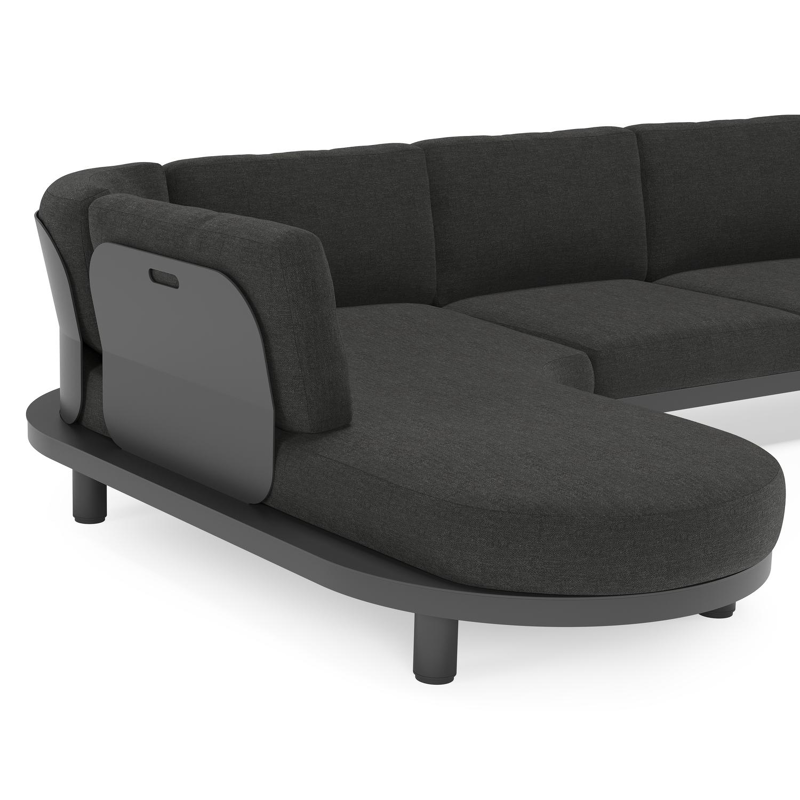 Donato loungehoek in zwart aluminium met all weather sunbrella® luxe Chartres Sooty kussen