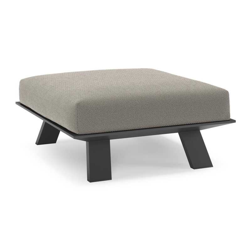 Cesano poef in zwart aluminium met lopi charcoal all weather Sunbrella® luxe kussen