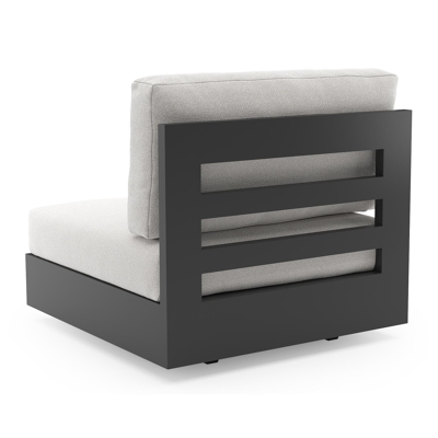 Como loungestoel in zwart aluminium met soul optik all weather solica kussen